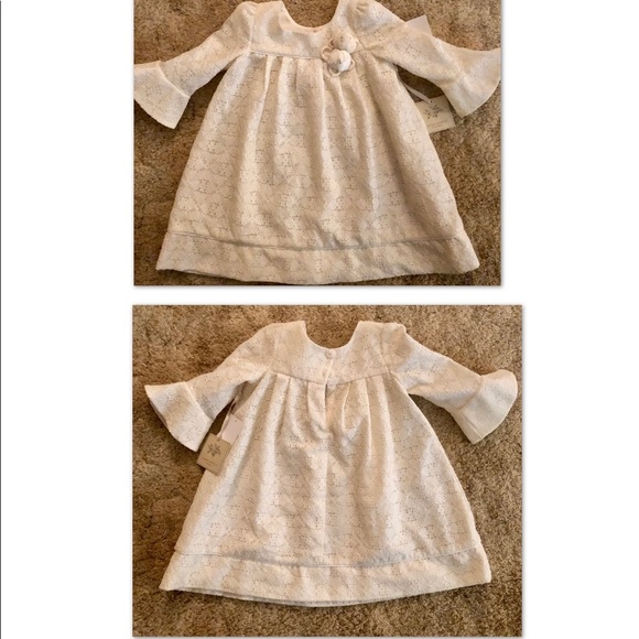 LAURA ASHLEY LONDON IVORY LACE BELL SLEEVE DRESS - Picture 5 of 8